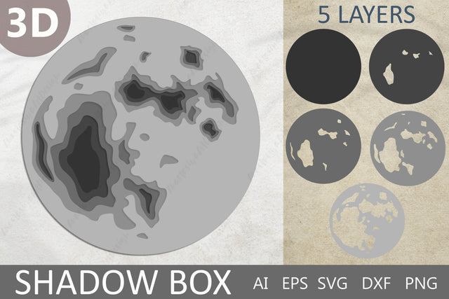 3d moon svg, Layered paper cut moon, Wall art decor 3D Paper AnastasiyaArtDesign 