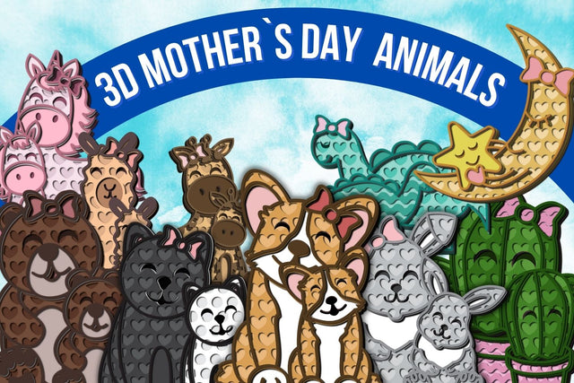 3D Mothers Day Animals SVG Bundle SVG SvgOcean 