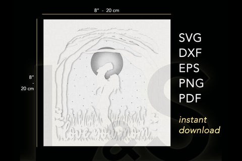 3D Mother's Day Shadow Box Svg | Mom Layered Paper Cut 3D Paper Lights & Silhouettes 