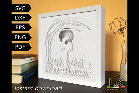 3D Mother's Day Shadow Box Svg | Mom Layered Paper Cut 3D Paper Lights & Silhouettes 