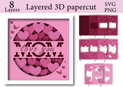 3D Mothers Day SVG Papercut File | Shadow Box SVG | Layered Paper Art | Layered greeting cards 3D Paper ElenDesigns 