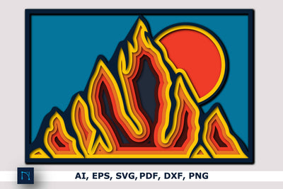 3D Mountain-Cricut SVG-CNC Laser cut SVG MD JOYNAL ABDIN 