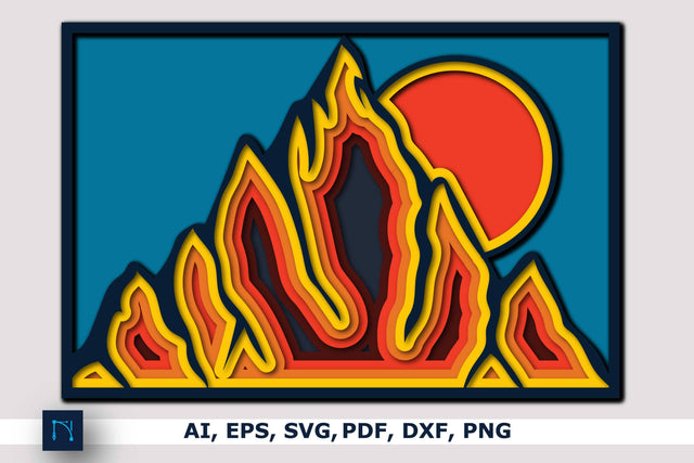 3D Mountain-Cricut SVG-CNC Laser cut SVG MD JOYNAL ABDIN 