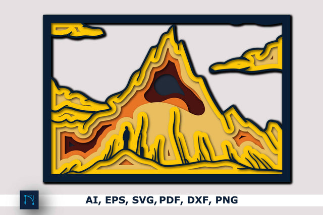 3D Mountain-Cricut SVG-CNC Laser cut SVG MD JOYNAL ABDIN 