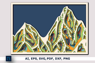 3D Mountain-Cricut SVG-CNC Laser cut SVG MD JOYNAL ABDIN 