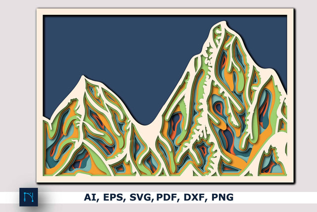3D Mountain-Cricut SVG-CNC Laser cut SVG MD JOYNAL ABDIN 