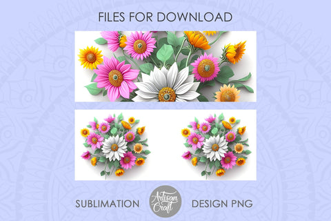 3D Mug design, 3d flower mug wrap, 11oz mug template Sublimation Artisan Craft SVG 