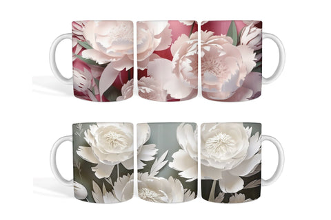 3D Mug Wrap PNG, 3D Flowers Mug Sublimation Designs Sublimation OrangeBrushStudio 