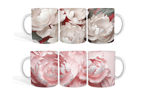 3D Mug Wrap PNG, 3D Flowers Mug Sublimation Designs Sublimation OrangeBrushStudio 