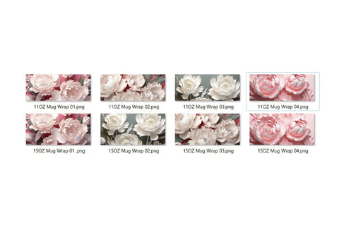 3D Mug Wrap PNG, 3D Flowers Mug Sublimation Designs Sublimation OrangeBrushStudio 