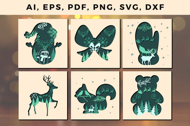 3d multi layer Christmas Shadow Box SVG, Multilayer Laser Cut Files, SVG, 3D Designs, Mini Design Bundles SVG MD JOYNAL ABDIN 