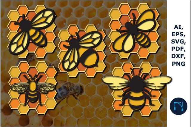 3d Multi-Layered Bee SVG, Dxf Cut bundle SVG MD JOYNAL ABDIN 