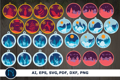 3d multilayer Christmas round SVG file SVG MD JOYNAL ABDIN 