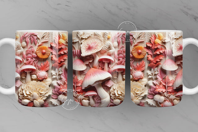 3D Mushroom Mug, 3D Flower Mug, Floral Design, Wedding Mug Design, 3D Mural Mug, 11 & 15 Oz Mug Sublimation Wrap, Digital Download Sublimation Syre Digital Creations 