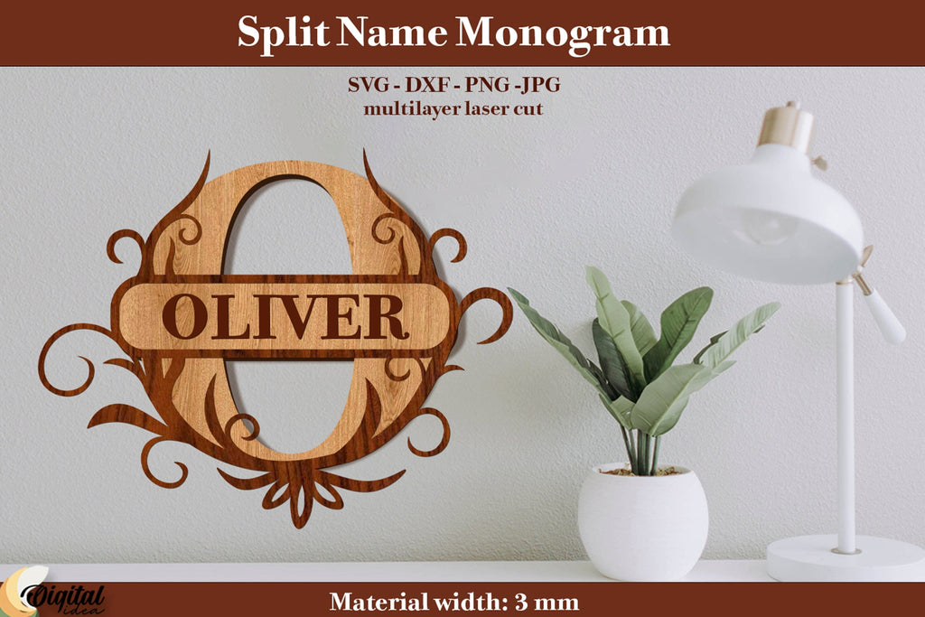 3D Name. Split Name Monogram Laser Cut. Name Sign Laser Cut - So Fontsy