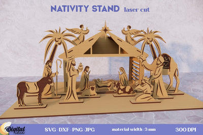 3d Nativity Stand Bundle LaserCut. Nativity Christmas Laser Cut SVG Evgenyia Guschina 