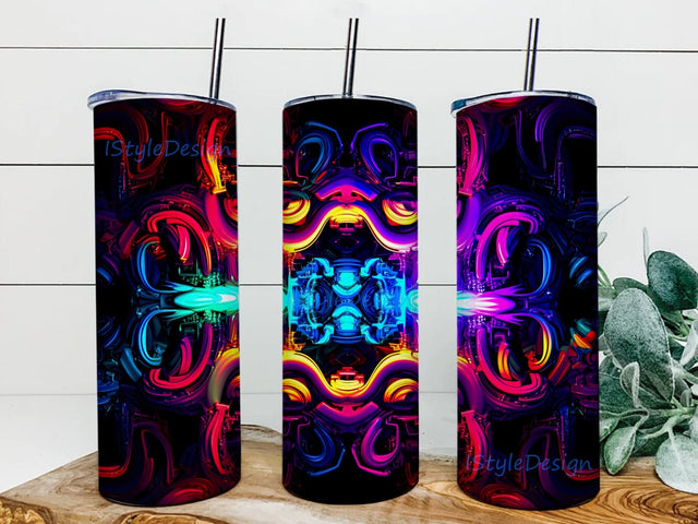 3D Neon Pattern 20oz Skinny Tumbler Png, Rainbow Patterns Colorful Vibrant Pattern Tumbler, Colorful Pattern Tumbler, Tumbler Wrap Sublimation Design Sublimation iStyleDesign 