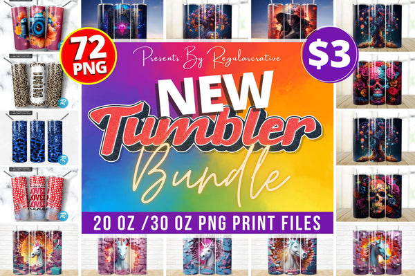 3d New Mega Tumbler PNG Bundle - So Fontsy