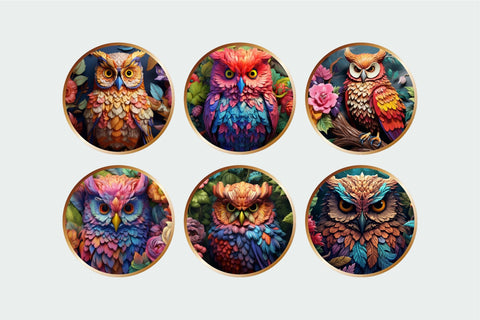 3D Owl Keychain Sublimation Bundle, 3D Flowers PNG Designs Sublimation OrangeBrushStudio 