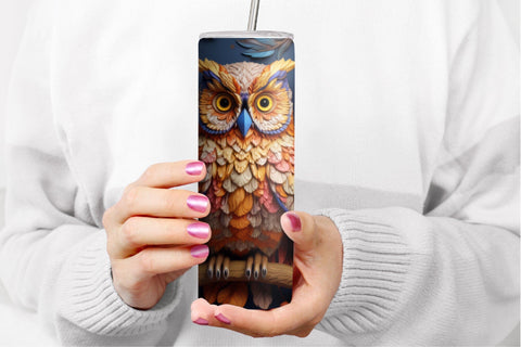 3D Owl Sublimation Tumbler Wrap, 3D Tumbler Bundle Sublimation OrangeBrushStudio 