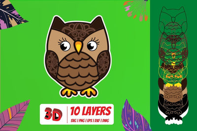 3D Owl SVG Cut File SVG SvgOcean 