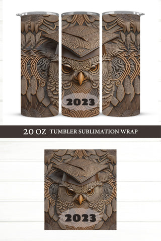 3D Owl Tumbler Sublimation. Graduation 2023 Tumbler PNG Sublimation Olga Terlyanskaya 