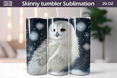 3D Owl Tumbler Wrap | Owl Tumbler Sublimation Sublimation WatercolorColorDream 