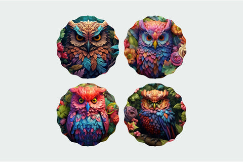 3D Owl Wind Spinner Sublimation Bundle 4 PNG Designs Sublimation OrangeBrushStudio 