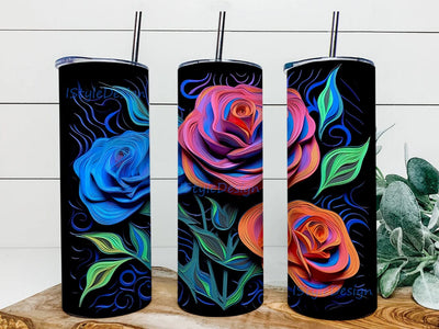3D Paper Blue Roses 20oz Skinny Tumbler Png, 3D Blue Pink Colorful Paper Roses Png, 3D Tumbler Wrap, 3D Tumbler Png, 3D Roses Tumbler Wrap, Floral Tumbler Png Sublimation iStyleDesign 