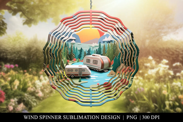 3D Paper Cut Camping Wind Spinner Sublimation Design Sublimation BijouBay 