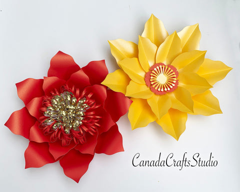 3D Paper Flower 21 with leaf + Video Tutorial SVG CanadaCraftsStudio 