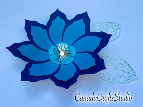 3D Paper Flower 21 with leaf + Video Tutorial SVG CanadaCraftsStudio 