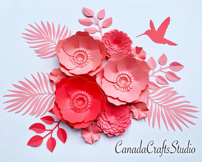 3d Paper Flower Bundle #19 SVG CanadaCraftsStudio 