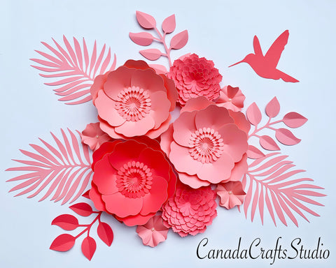 3d Paper Flower Bundle #19 SVG CanadaCraftsStudio 