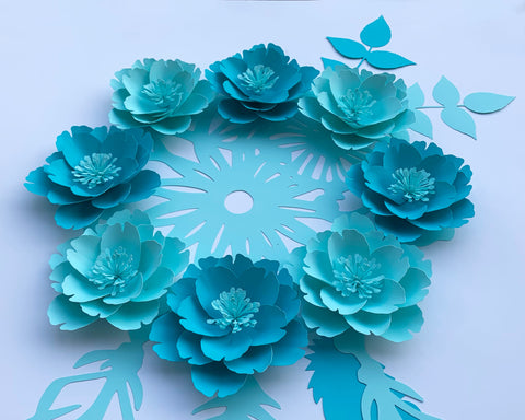 3D Paper Flower Dream Catcher composition. SVG CanadaCraftsStudio 