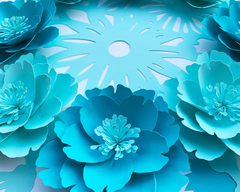 3D Paper Flower Dream Catcher composition. SVG CanadaCraftsStudio 