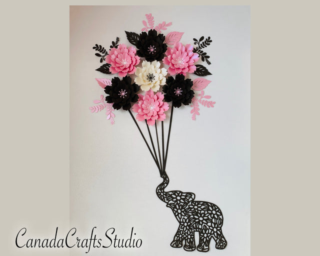3d Paper flower , Elephant Nursery Wall Decor 3 SVG CanadaCraftsStudio 