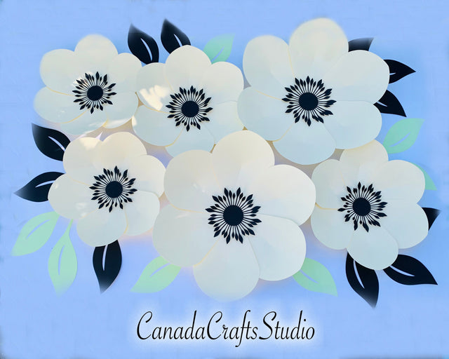 3d Paper Flower + leaf SVG CanadaCraftsStudio 