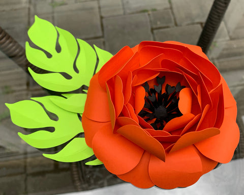 3d Paper Flower SVG and DXF + Leaf SVG CanadaCraftsStudio 