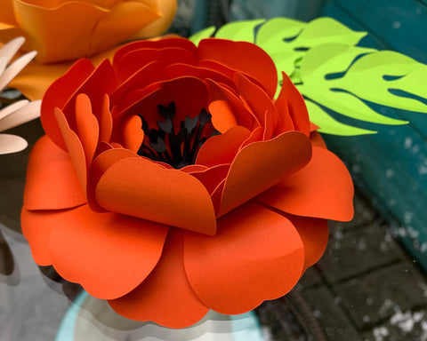 3d Paper Flower SVG and DXF + Leaf SVG CanadaCraftsStudio 