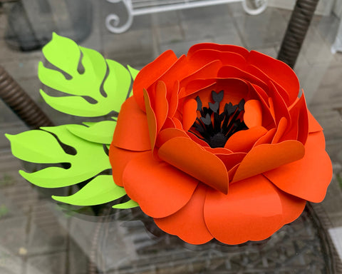 3d Paper Flower SVG and DXF + Leaf SVG CanadaCraftsStudio 