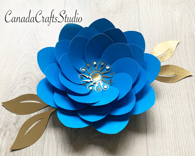 3d Paper flower Template 53 + 2 leaves and 2 Centers SVG CanadaCraftsStudio 
