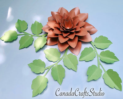 3d Paper Flower Template #56 + leaf SVG CanadaCraftsStudio 