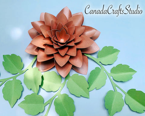 3d Paper Flower Template #56 + leaf SVG CanadaCraftsStudio 