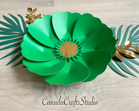 3d Paper Flower Template #68 + leaves SVG CanadaCraftsStudio 