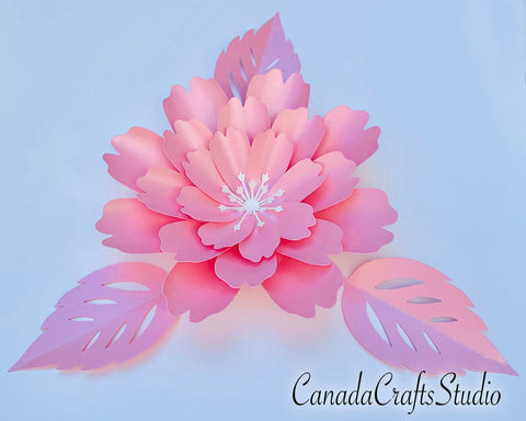 3d Paper Flower Template #7 + leaf SVG CanadaCraftsStudio 