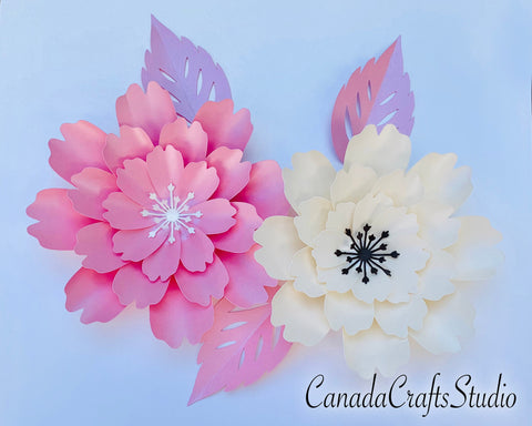 3d Paper Flower Template #7 + leaf SVG CanadaCraftsStudio 