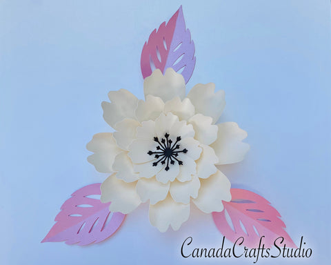 3d Paper Flower Template #7 + leaf SVG CanadaCraftsStudio 