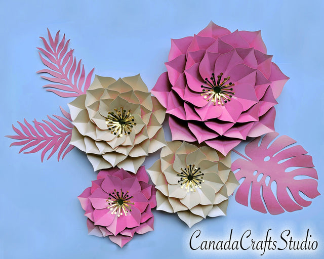 3d Paper Flower Template, Bundle #12. SVG CanadaCraftsStudio 