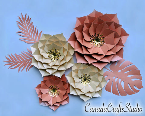 3d Paper Flower Template, Bundle #12. SVG CanadaCraftsStudio 